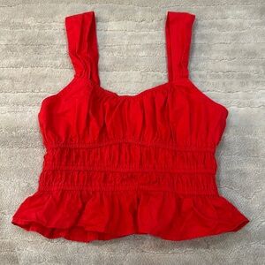 Faithfull the Brank red smocked blouse